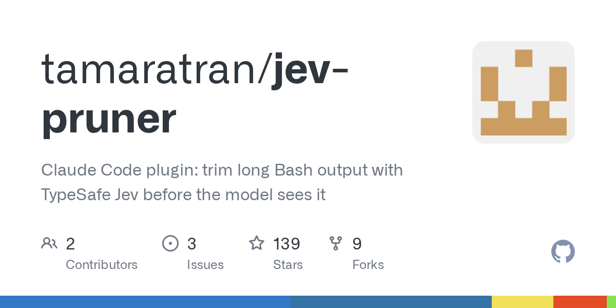 GitHub 为 tamaratran/jev-pruner 仓库生成的 OpenGraph 预览图；这是仓库预览，不是软件运行截图。内容依据其公开仓库整理。