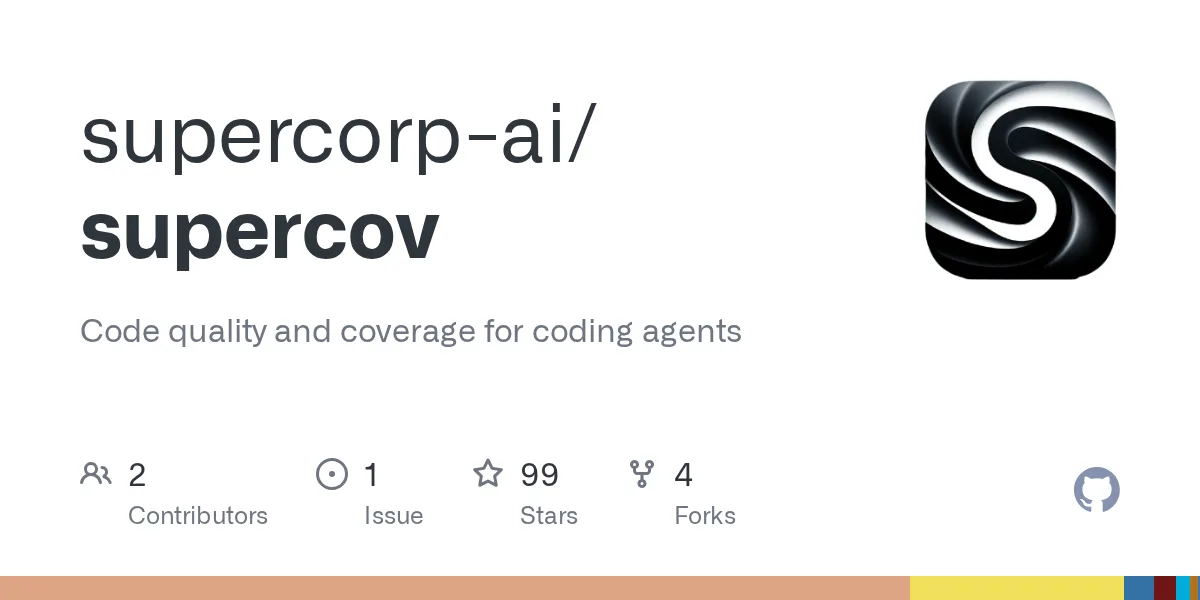 GitHub 为 supercorp-ai/supercov 仓库生成的 OpenGraph 预览图；这是仓库预览，不是软件运行截图。内容依据其公开仓库整理。