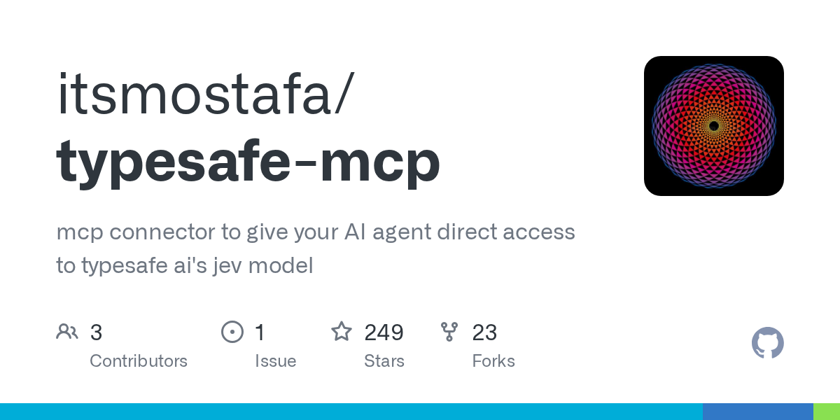 GitHub 为 itsmostafa/typesafe-mcp 仓库生成的 OpenGraph 预览图;这是仓库预览,不是软件运行截图。内容依据其公开仓库整理。